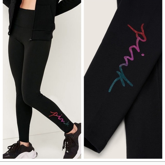 Vs pink glitter script logo leggings, size xl. NWT. - Picture 8 of 13